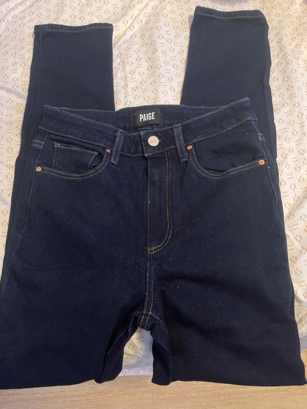 PAIGE Dark Indigo High-Rise Skinny Jeans
